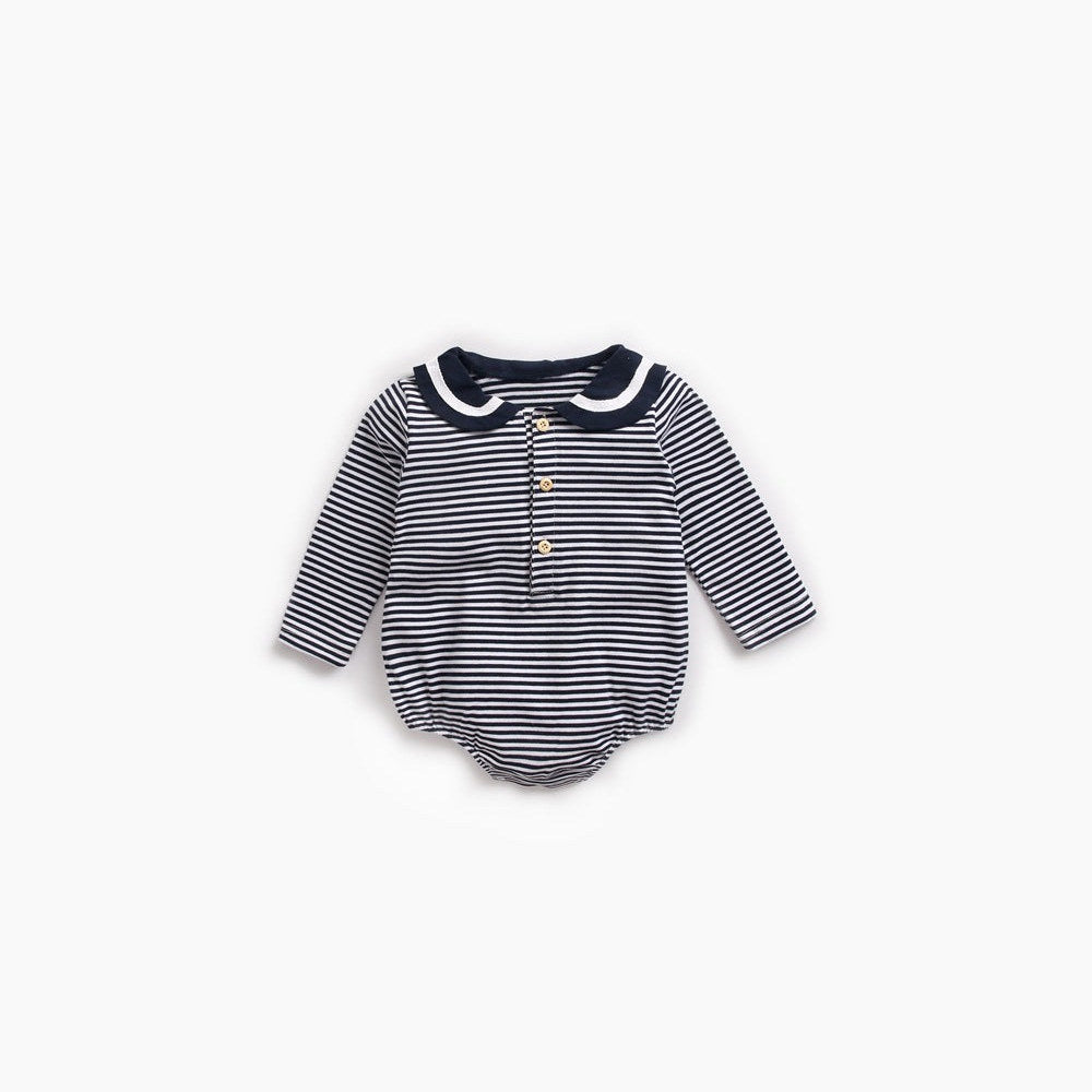 MyKids-USA® Baby Girl Striped Pattern Sailor Collar Design Fashion Long Sleeves Bodysuit bodysuit
