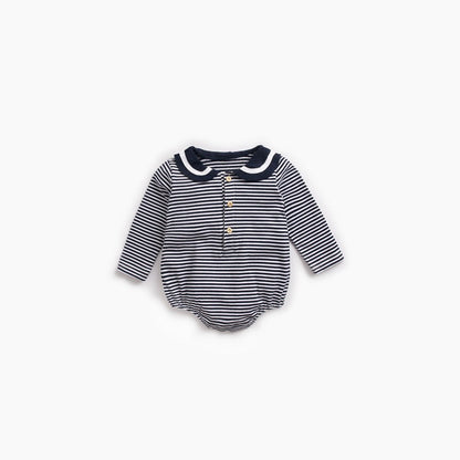 MyKids-USA® Baby Girl Striped Pattern Sailor Collar Design Fashion Long Sleeves Bodysuit bodysuit
