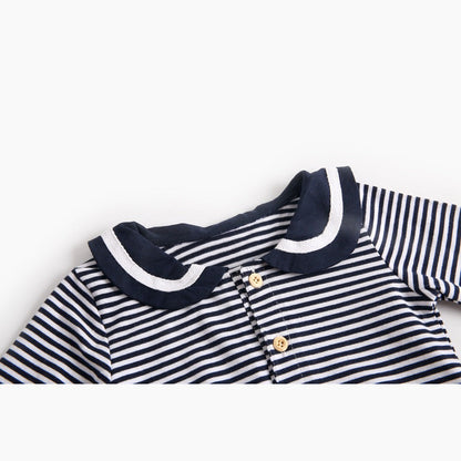 MyKids-USA® Baby Girl Striped Pattern Sailor Collar Design Fashion Long Sleeves Bodysuit bodysuit