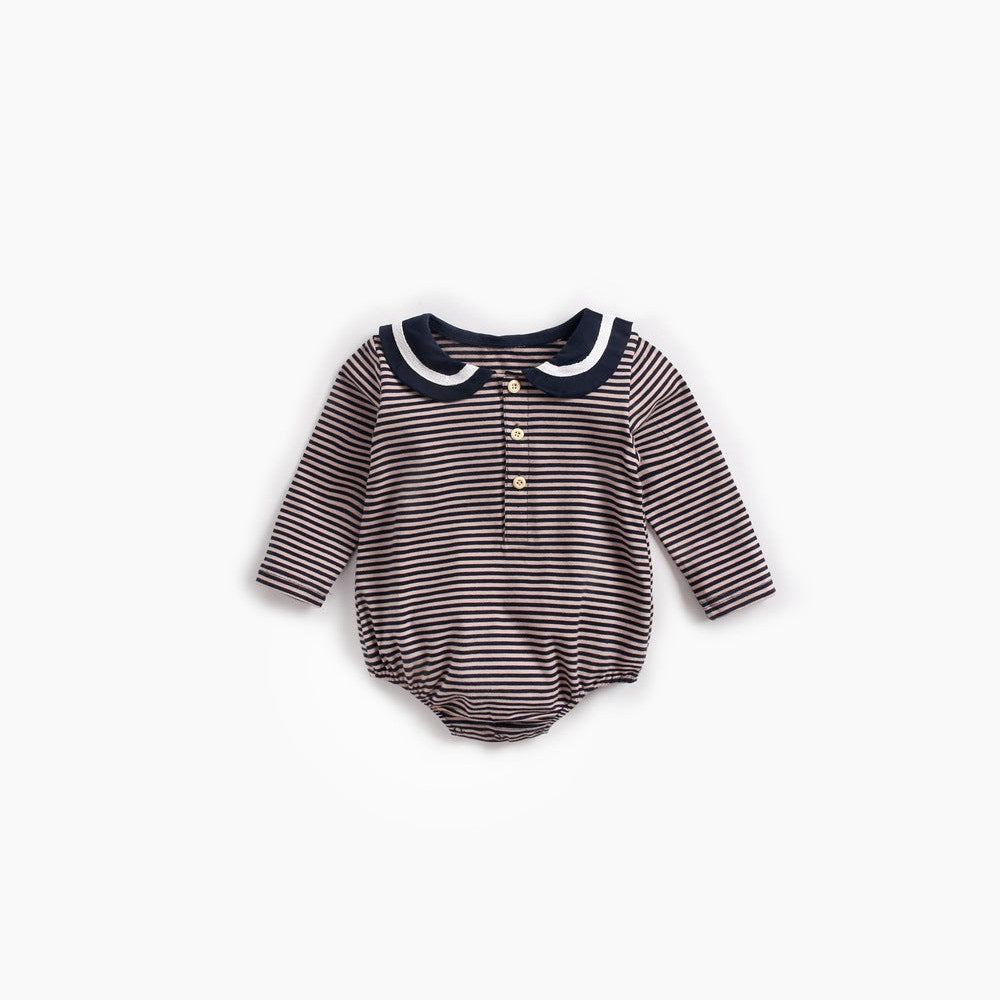 MyKids-USA® Baby Girl Striped Pattern Sailor Collar Design Fashion Long Sleeves Bodysuit bodysuit