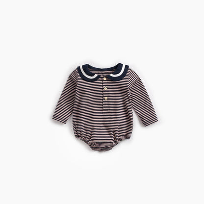 MyKids-USA® Baby Girl Striped Pattern Sailor Collar Design Fashion Long Sleeves Bodysuit bodysuit