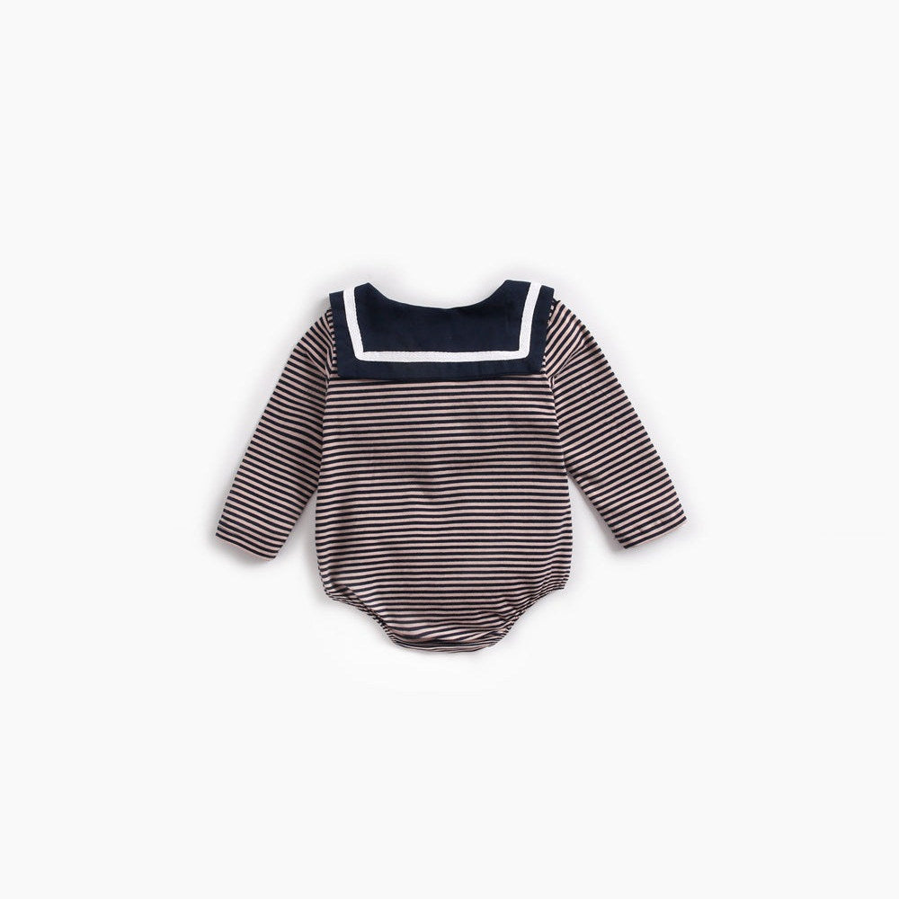 MyKids-USA® Baby Girl Striped Pattern Sailor Collar Design Fashion Long Sleeves Bodysuit bodysuit