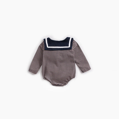 MyKids-USA® Baby Girl Striped Pattern Sailor Collar Design Fashion Long Sleeves Bodysuit bodysuit