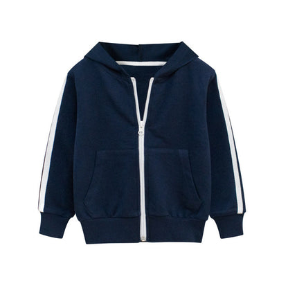 MyKids-USA® Baby Side Striped Pattern Zipper Front Design Sport Style Coat With Hat