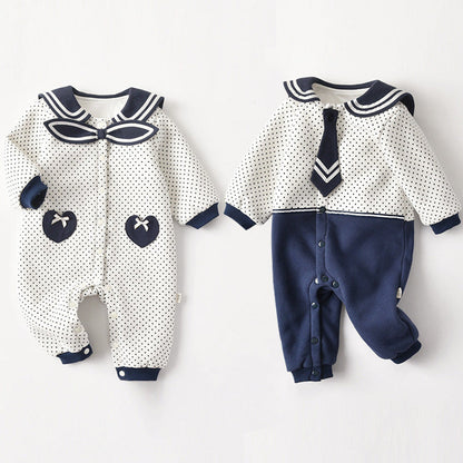 MyKids-USA® Baby Polka Dot Pattern Bow Patched Design Romper Jumpsuit
