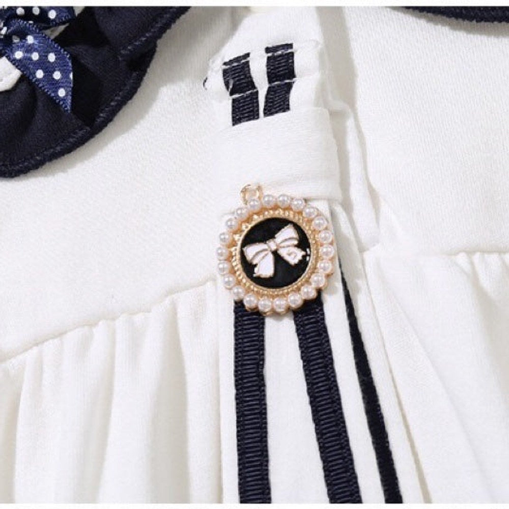 MyKids-USA® Baby Girl Solid Color Tie Dye Patched Design Doll Neck Sailor Style bodysuit Bodysuit