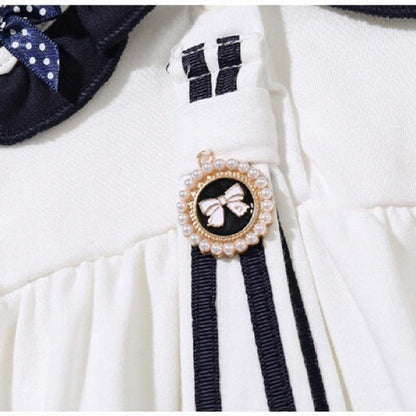 MyKids-USA® Baby Girl Solid Color Tie Dye Patched Design Doll Neck Sailor Style bodysuit Bodysuit