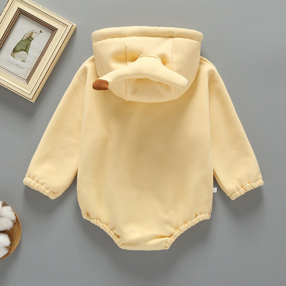 MyKids-USA® Baby Slogan Print Pattern 3D Banana Patched Hat Long Sleeved Bodysuit bodysuit