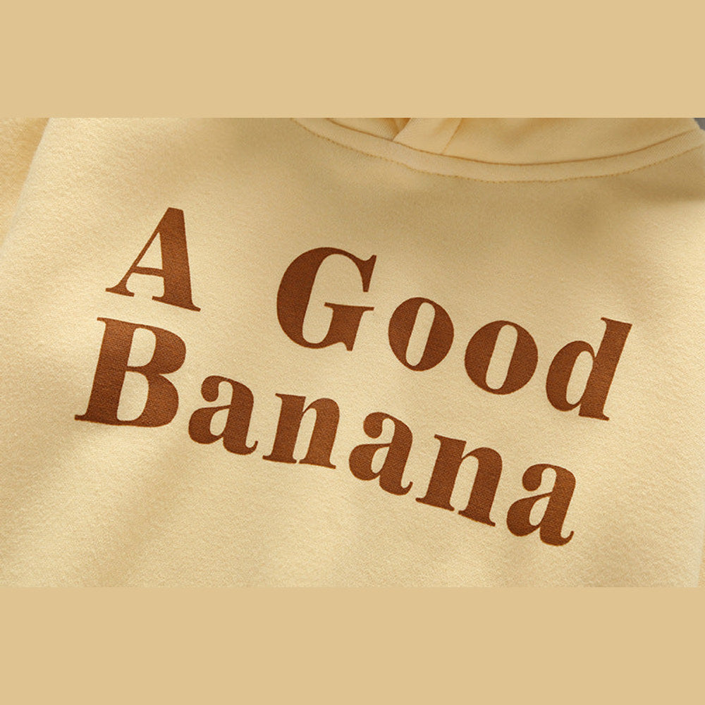 MyKids-USA® Baby Slogan Print Pattern 3D Banana Patched Hat Long Sleeved Bodysuit bodysuit