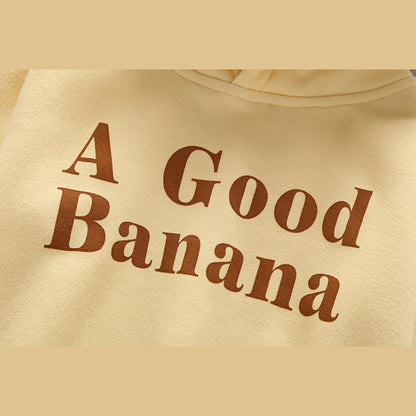 MyKids-USA® Baby Slogan Print Pattern 3D Banana Patched Hat Long Sleeved Bodysuit bodysuit