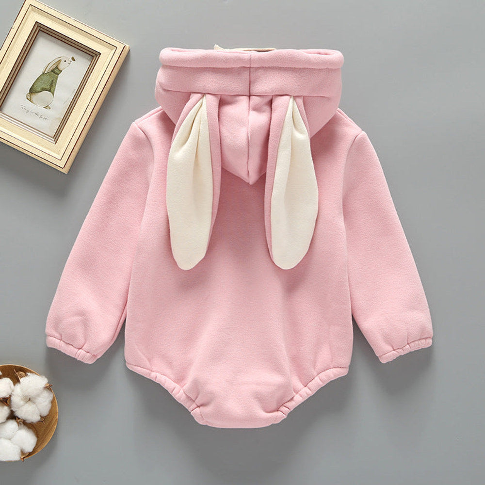 MyKids-USA® Baby Girl Print Pattern Rabbit Ear Design Long Sleeved Thickened bodysuit