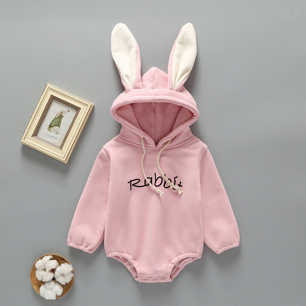MyKids-USA® Baby Girl Print Pattern Rabbit Ear Design Long Sleeved Thickened bodysuit