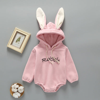 MyKids-USA® Baby Girl Print Pattern Rabbit Ear Design Long Sleeved Thickened bodysuit