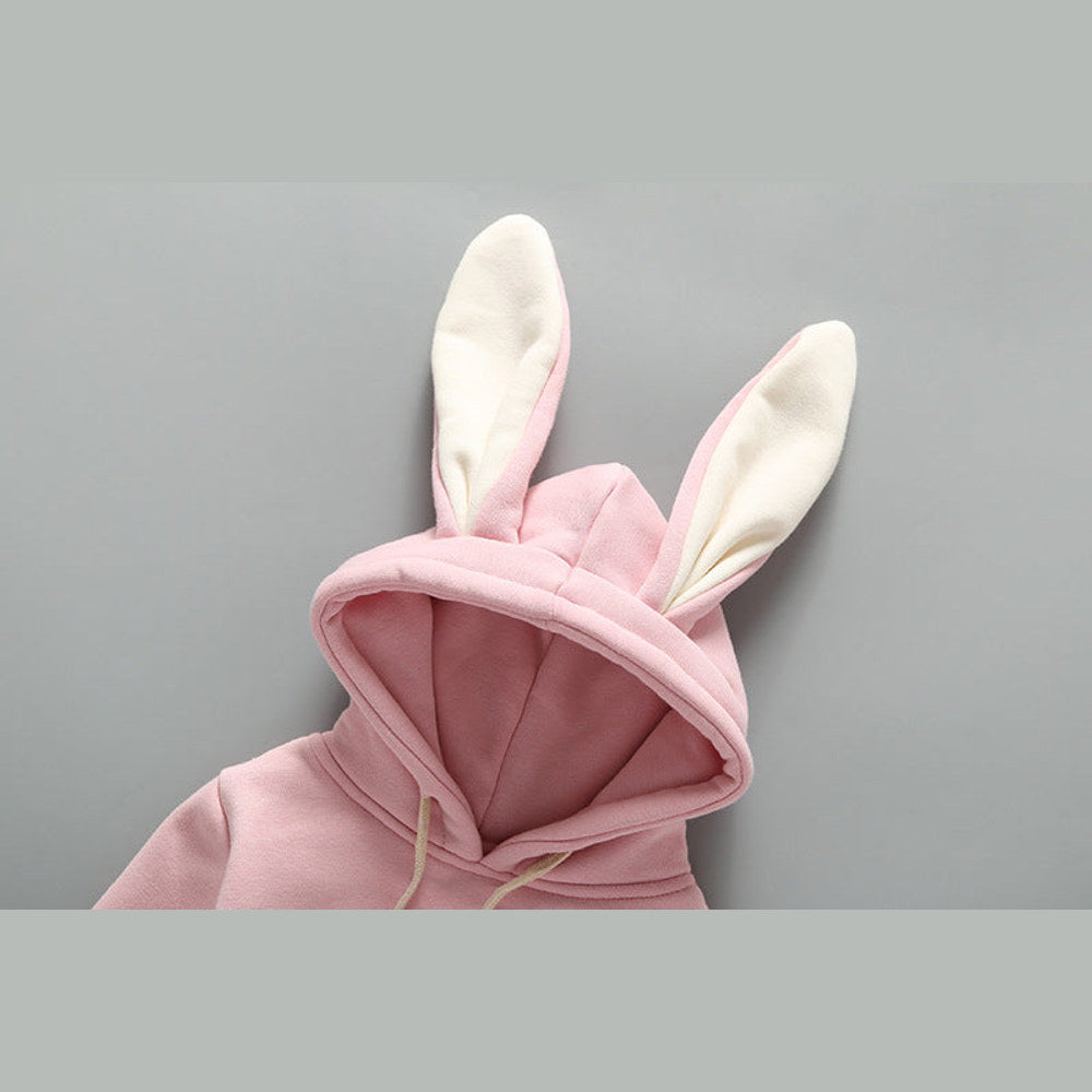MyKids-USA® Baby Girl Print Pattern Rabbit Ear Design Long Sleeved Thickened bodysuit
