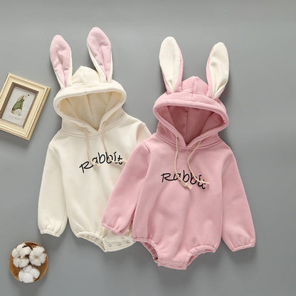 MyKids-USA® Baby Girl Print Pattern Rabbit Ear Design Long Sleeved Thickened bodysuit