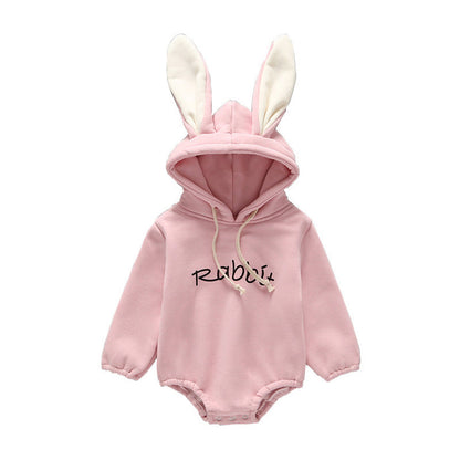 MyKids-USA® Baby Girl Print Pattern Rabbit Ear Design Long Sleeved Thickened bodysuit