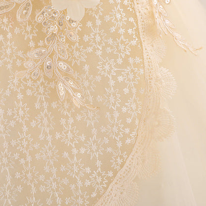 MyKids-USA® Baby Girl Floral Embroidered Pattern Full Moon Christening Sequins Tutu Dress