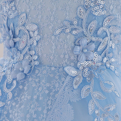 MyKids-USA® Baby Girl Floral Embroidered Pattern Full Moon Christening Sequins Tutu Dress