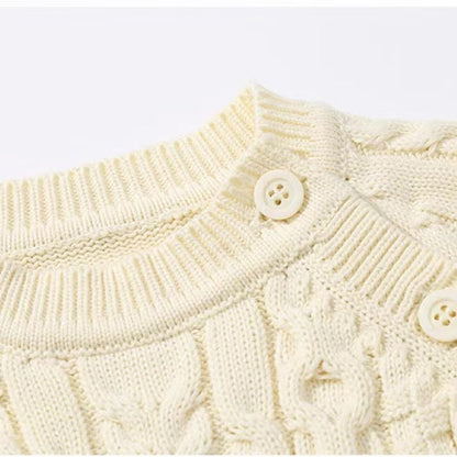 MyKids-USA® Baby Solid Color Crochet Knitted Pattern Shoulder Button Design Rompers