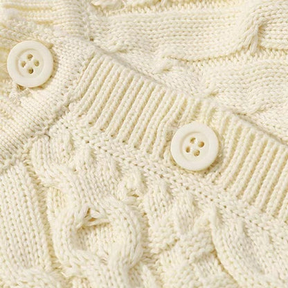 MyKids-USA® Baby Solid Color Crochet Knitted Pattern Shoulder Button Design Rompers