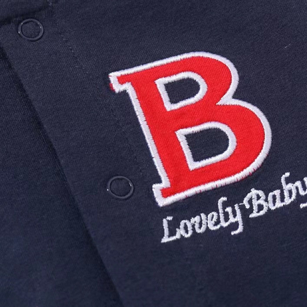 MyKids-USA® Baby Letter Embroidered Pattern Long Sleeves Baseball Rompers