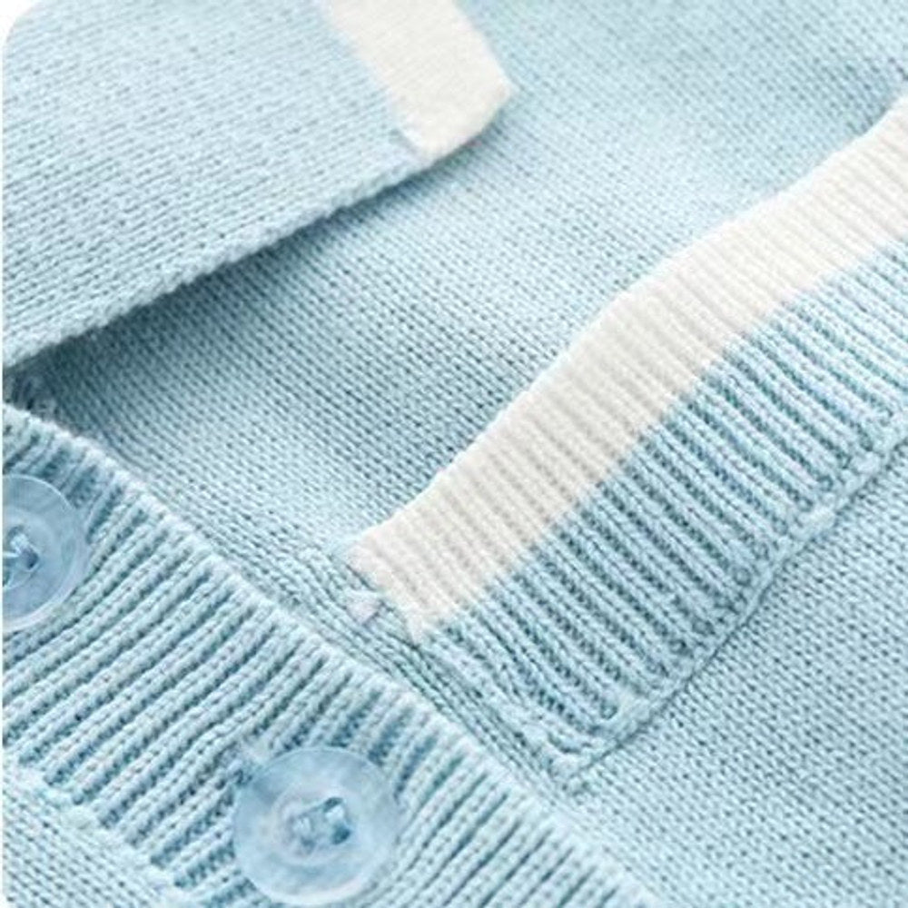 MyKids-USA® Baby Solid Color Quarter Button Design Lapel Knitted College Style Rompers