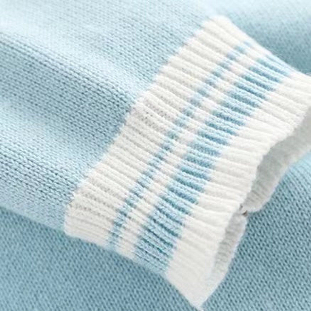 MyKids-USA® Baby Solid Color Quarter Button Design Lapel Knitted College Style Rompers
