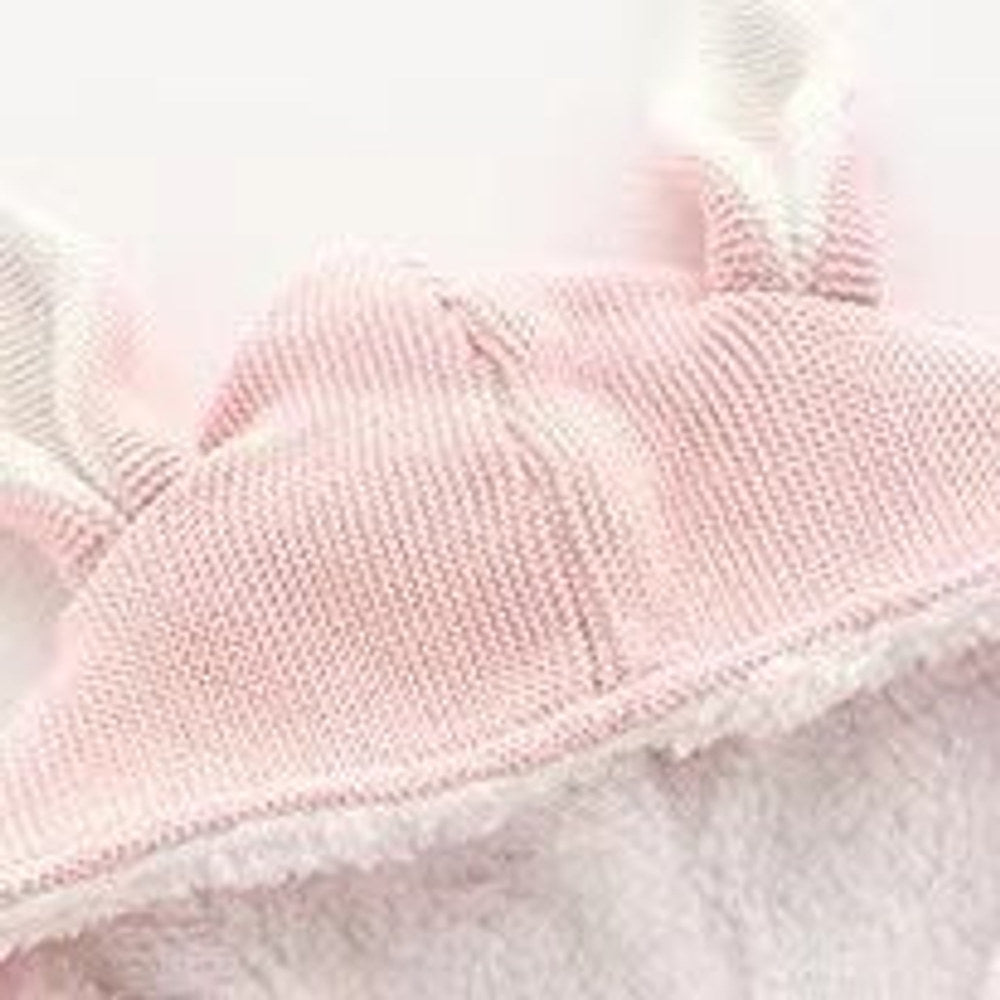MyKids-USA® Baby Solid Color Bunny Ear Patched Hat Design Button Front Knitted Sweater Cardigan