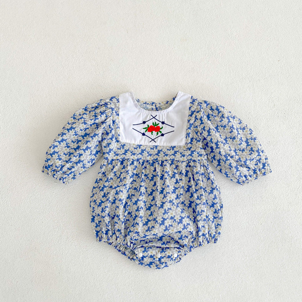MyKids-USA® Baby Girl Ditsy Floral Pattern Embroidered Design Long Sleeved bodysuit