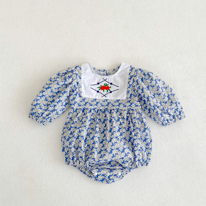 MyKids-USA® Baby Girl Ditsy Floral Pattern Embroidered Design Long Sleeved bodysuit