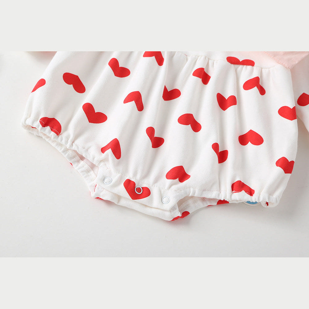 MyKids-USA® Baby Girl Heart Pattern Big Bow Tie Patched Design Triangle bodysuit