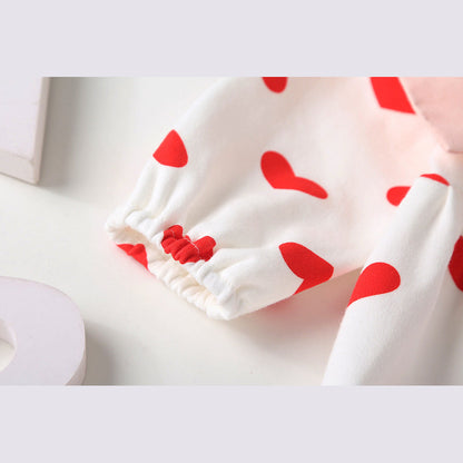 MyKids-USA® Baby Girl Heart Pattern Big Bow Tie Patched Design Triangle bodysuit