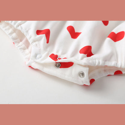MyKids-USA® Baby Girl Heart Pattern Big Bow Tie Patched Design Triangle bodysuit