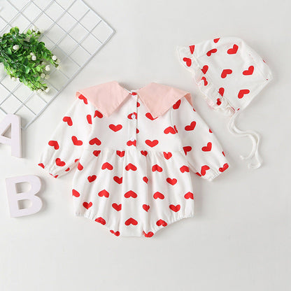 MyKids-USA® Baby Girl Heart Pattern Big Bow Tie Patched Design Triangle bodysuit