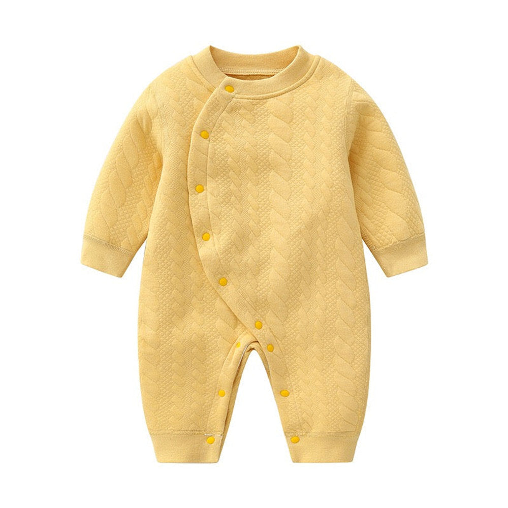 MyKids-USA® Baby Solid Color Side Snap Button Design Long Sleeved Thickened Romper