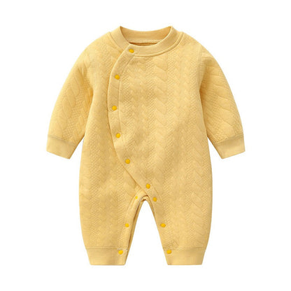 MyKids-USA® Baby Solid Color Side Snap Button Design Long Sleeved Thickened Romper