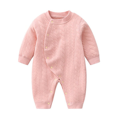 MyKids-USA® Baby Solid Color Side Snap Button Design Long Sleeved Thickened Romper