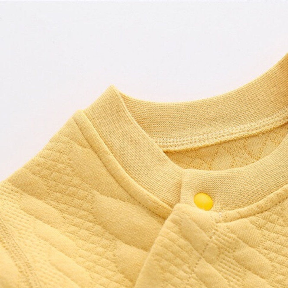 MyKids-USA® Baby Solid Color Side Snap Button Design Long Sleeved Thickened Romper