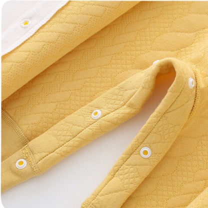 MyKids-USA® Baby Solid Color Side Snap Button Design Long Sleeved Thickened Romper