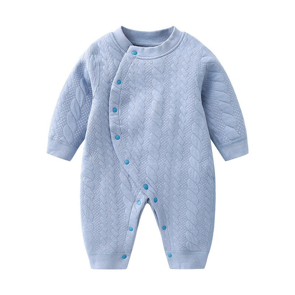 MyKids-USA® Baby Solid Color Side Snap Button Design Long Sleeved Thickened Romper