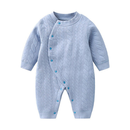 MyKids-USA® Baby Solid Color Side Snap Button Design Long Sleeved Thickened Romper