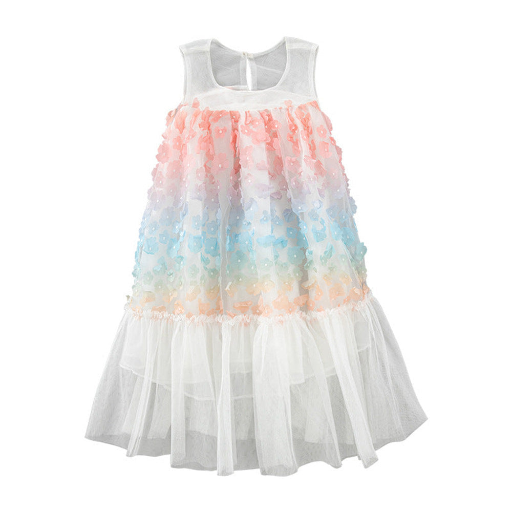 MyKids-USA® Baby Girl Colorful Lace Pattern Patchwork Design Sleeveless Vest Dress