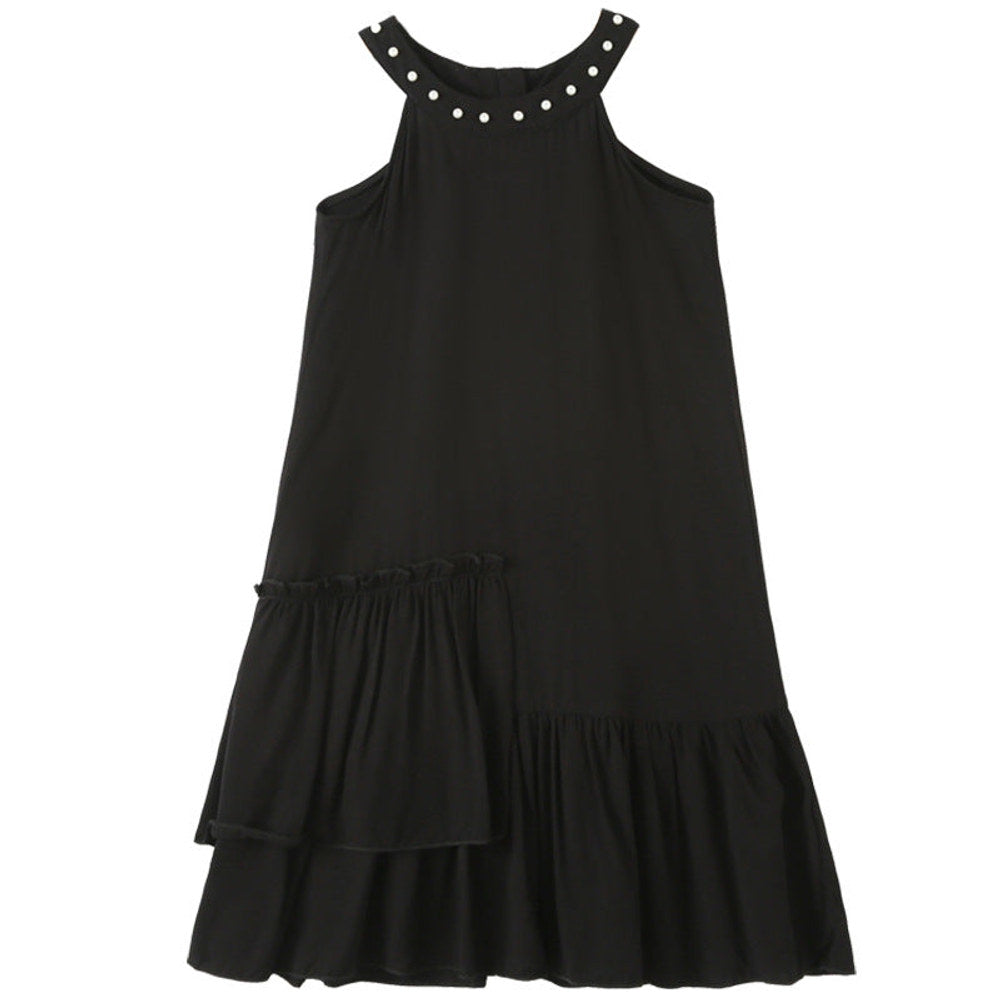 MyKids-USA® Baby Girl Solid Color Halter Neck Design Tirregular Hem Dress For Special Ocassion