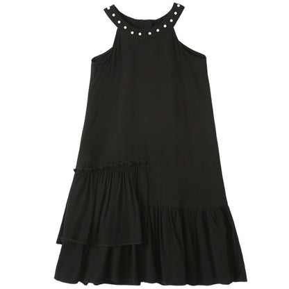 MyKids-USA® Baby Girl Solid Color Halter Neck Design Tirregular Hem Dress For Special Ocassion