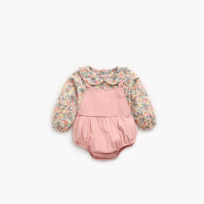 MyKids-USA® Baby Girl Floral Print Pattern False One Piece Design Long Sleeved bodysuit