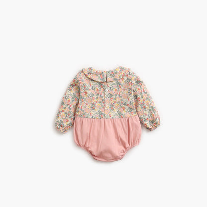 MyKids-USA® Baby Girl Floral Print Pattern False One Piece Design Long Sleeved bodysuit