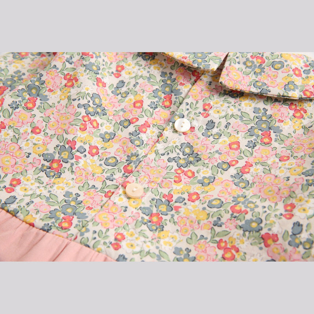 MyKids-USA® Baby Girl Floral Print Pattern False One Piece Design Long Sleeved bodysuit