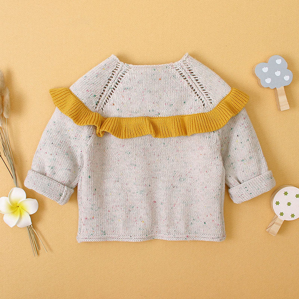 MyKids-USA® Baby Girl Solid Color Ruffle Design Longsleeve Simple Style Cardigan