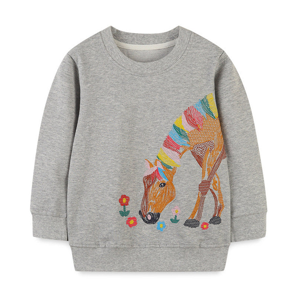 MyKids-USA® Baby Girl Colorful Animal Print Pattern Crewneck Hoodie