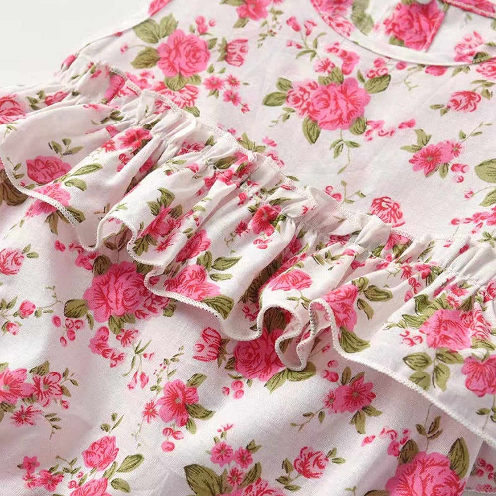 MyKids-USA® Baby Girl Floral Print Graphic Ruffle Design Sleeveless bodysuit & Headband